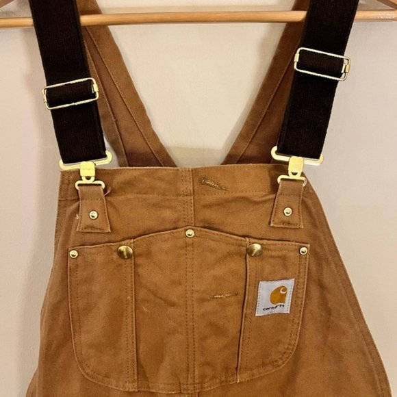 NWOT 36x32 Carhartt Bib Brown Mens Relaxed Fit Duck Bib Overall R01 BRN - Picture 4 of 7